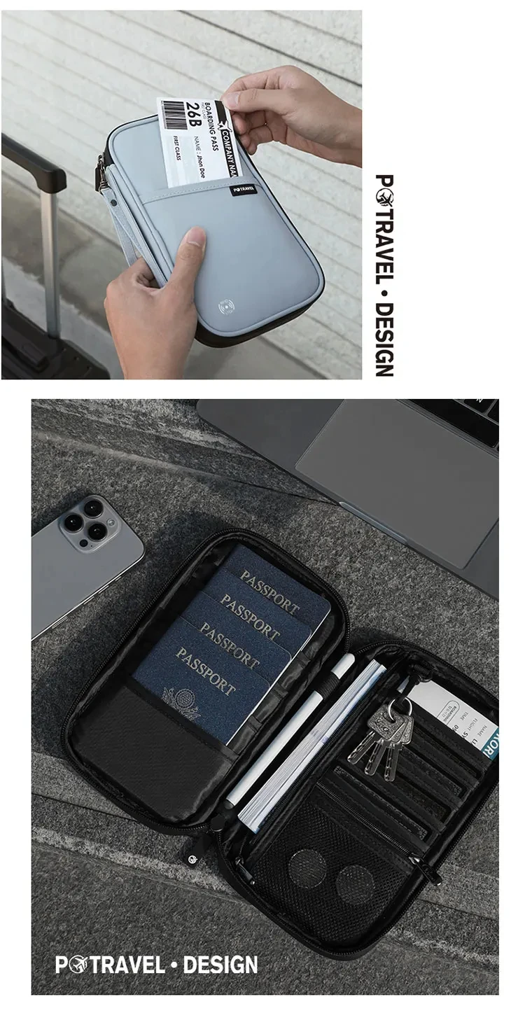RFID Travel Passport Holder Waterproof Document Organizer Wallet Large Capacity Ticket Card Bag for Men Women Family Trip