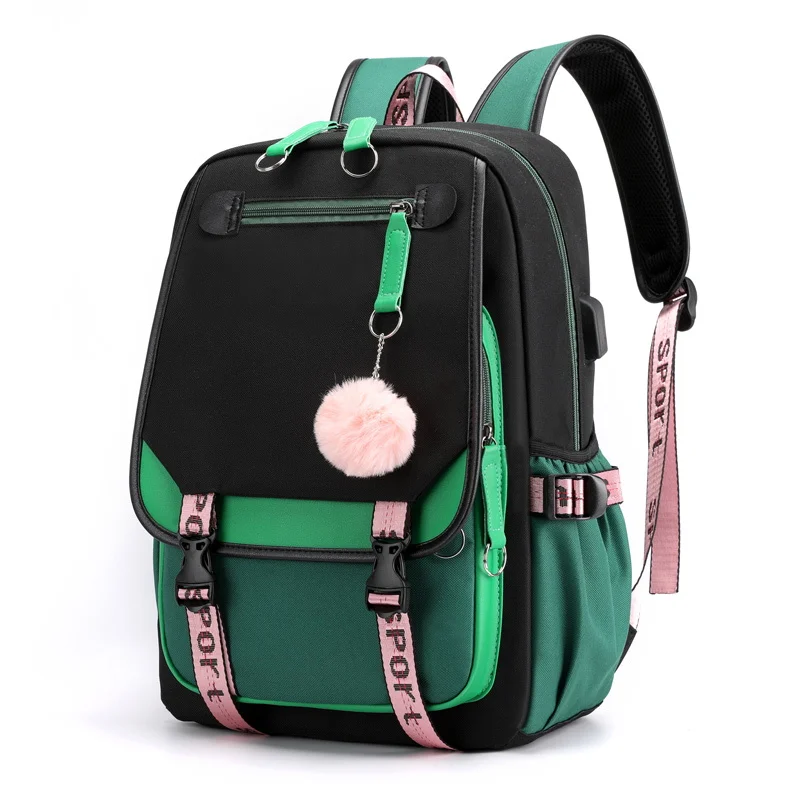 School Backpacks for Young Boys Girls Bagpack College Students Kawaii School Bag Harajuku Fashion Travel Rucksack Black Pink Bag