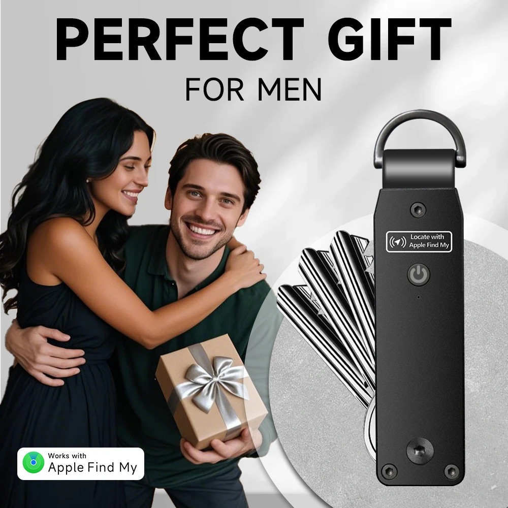 Key Organizer Works with Apple Find My, Built-in AirTag Chips, Holds 2-6 Keys, Car Key Chains with GPS Tracker, (iOS Only)
