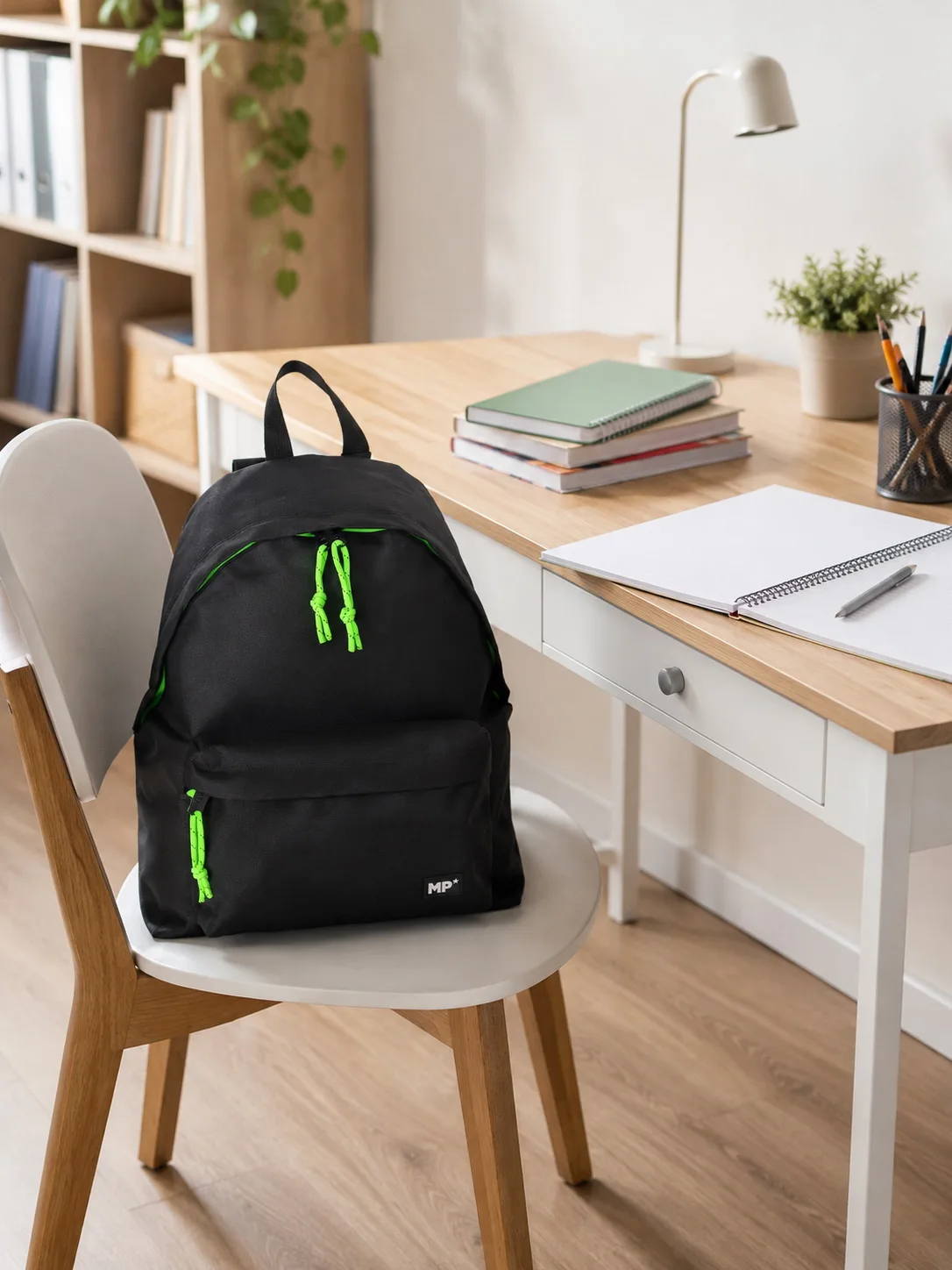 Mp | Spanish Brand | Casual Black Backpack for Men | Youth School Backpack for Institute and University (43X35X24 cm) | Large Capacity with Compartments and Side Pocket