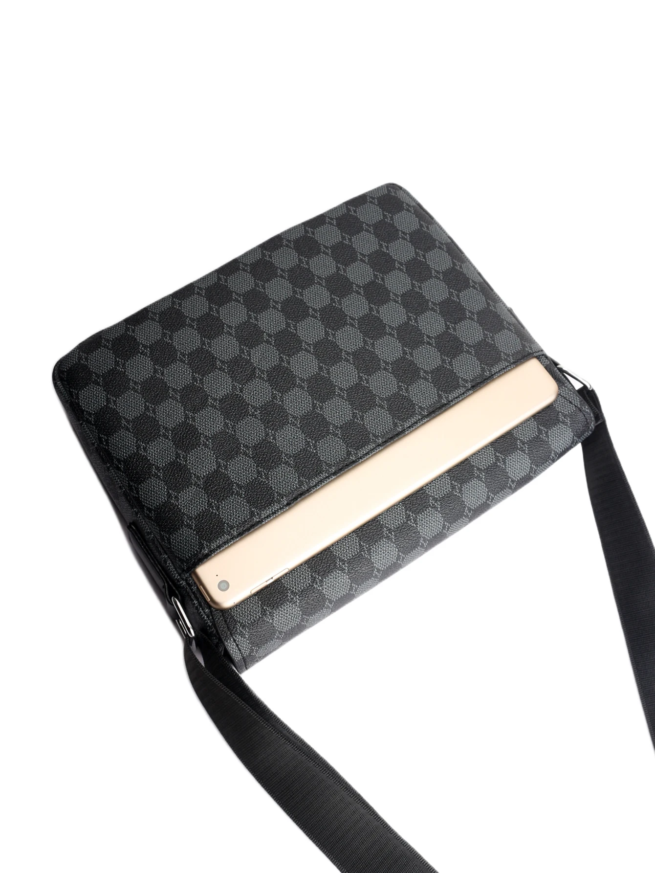 Men's Flap Shoulder Bag Fashion Casual Men's Crossbody Horizontal Business Briefcase Large Capacity Plaid Backpacks