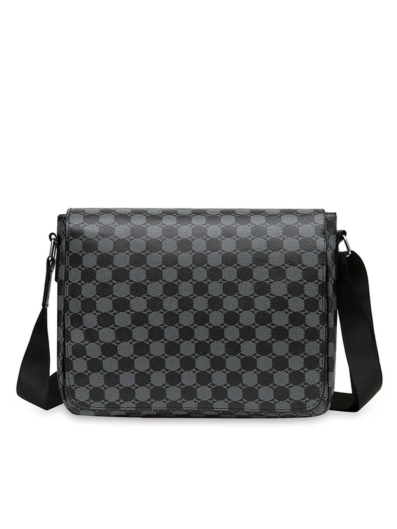 Men's Flap Shoulder Bag Fashion Casual Men's Crossbody Horizontal Business Briefcase Large Capacity Plaid Backpacks