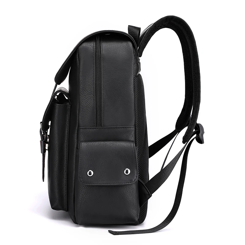 2023 Men Backpack PU Leather Bagpack Large Laptop Backpacks Male Mochilas Black Schoolbag For Teenagers Boys Brown Sac A Dos