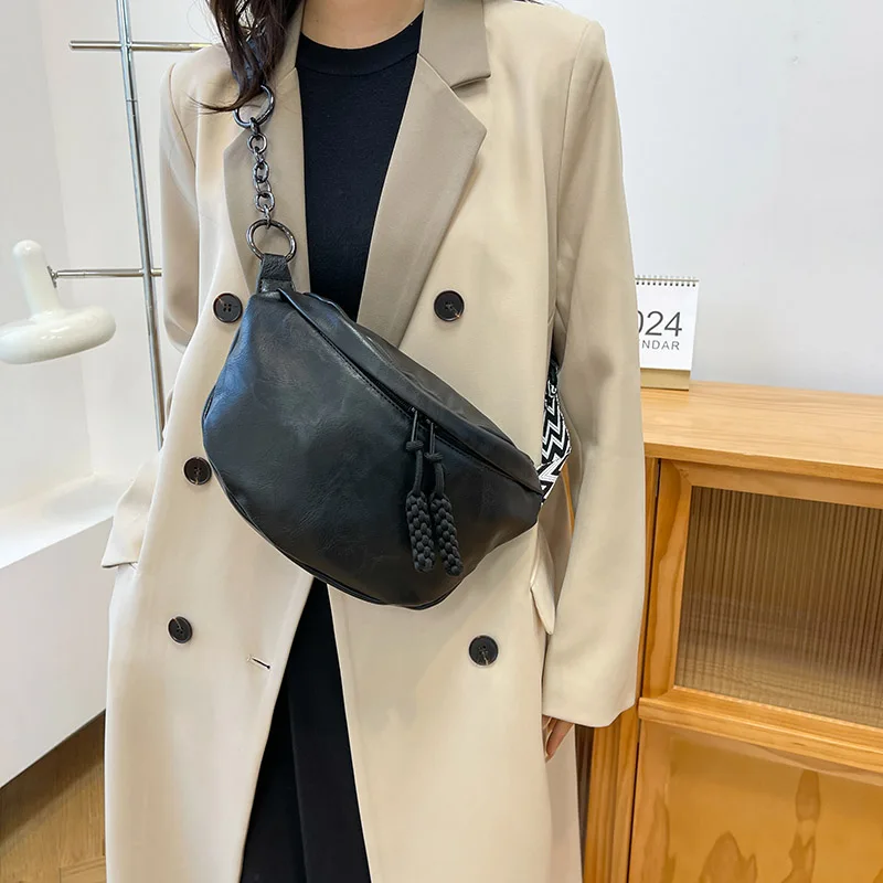 Soft Leather Waist Bag For Women Chain Fanny Pack High Quality Shoulder Belt Purse Bags Fashion Designer Crossbody Chest Bags