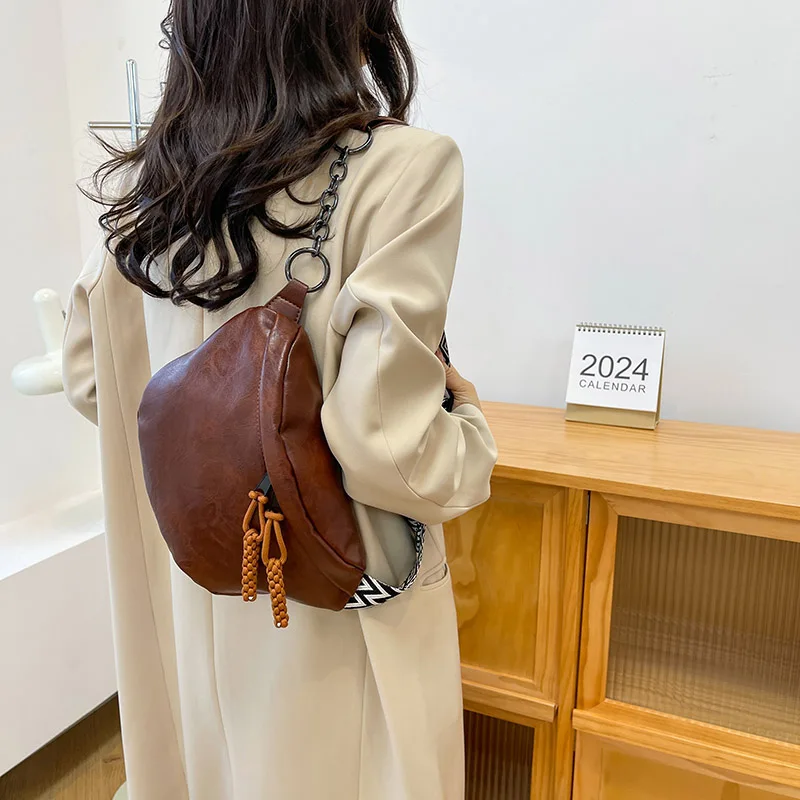Soft Leather Waist Bag For Women Chain Fanny Pack High Quality Shoulder Belt Purse Bags Fashion Designer Crossbody Chest Bags