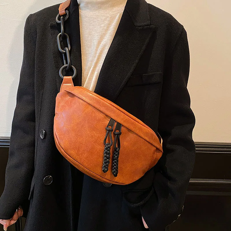 Soft Leather Waist Bag For Women Chain Fanny Pack High Quality Shoulder Belt Purse Bags Fashion Designer Crossbody Chest Bags