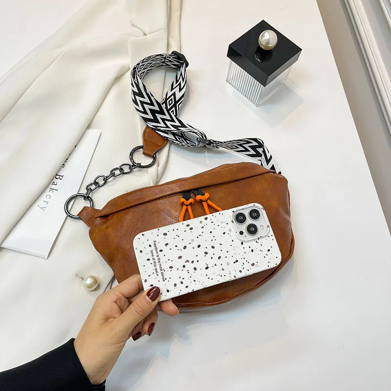 Soft Leather Waist Bag For Women Chain Fanny Pack High Quality Shoulder Belt Purse Bags Fashion Designer Crossbody Chest Bags