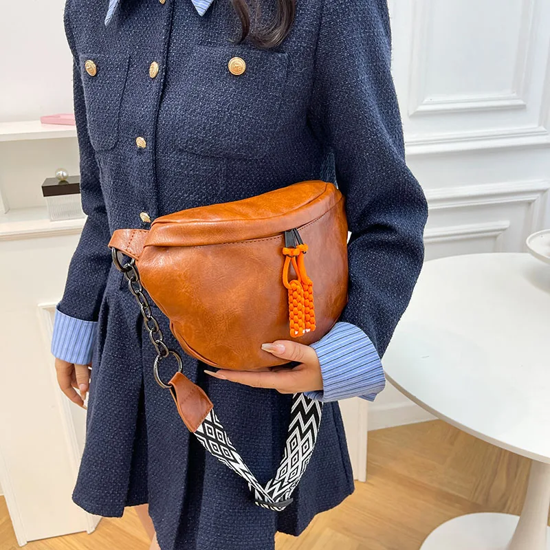 Soft Leather Waist Bag For Women Chain Fanny Pack High Quality Shoulder Belt Purse Bags Fashion Designer Crossbody Chest Bags