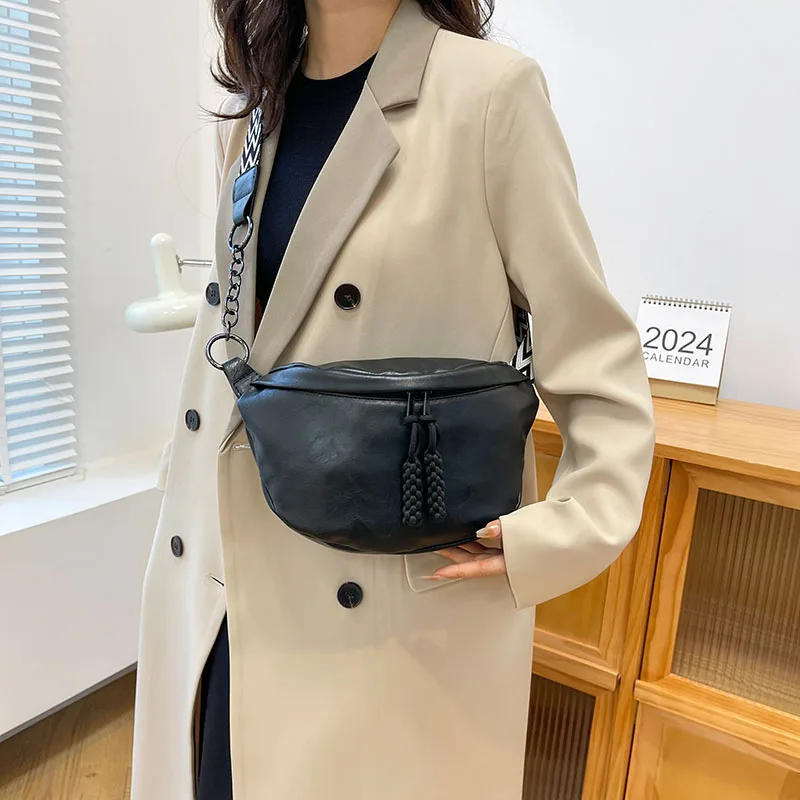 Soft Leather Waist Bag For Women Chain Fanny Pack High Quality Shoulder Belt Purse Bags Fashion Designer Crossbody Chest Bags