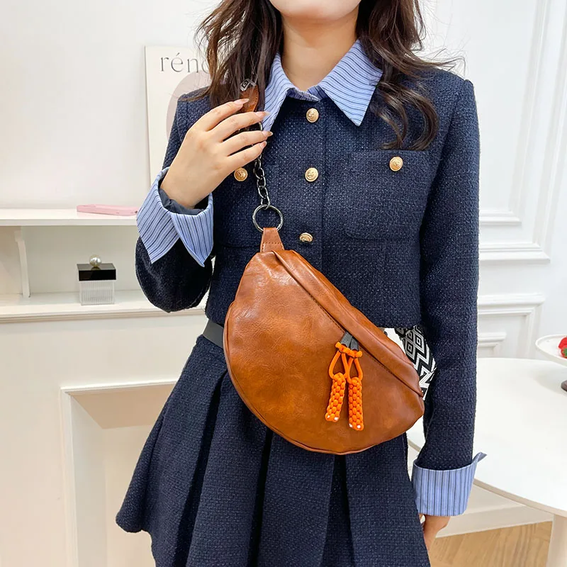 Soft Leather Waist Bag For Women Chain Fanny Pack High Quality Shoulder Belt Purse Bags Fashion Designer Crossbody Chest Bags