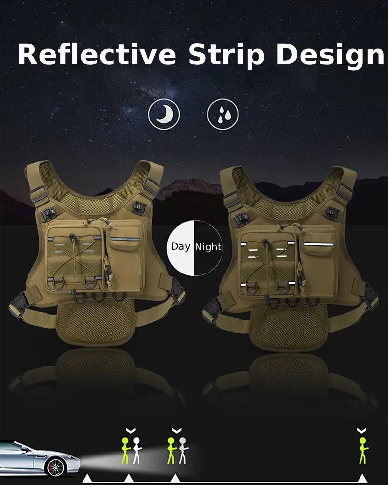Multi-functional Chest Pack Tactical Vest for Men Hydration Backpack with Gear Holder Running Bag for Marathon Cycling Trekking
