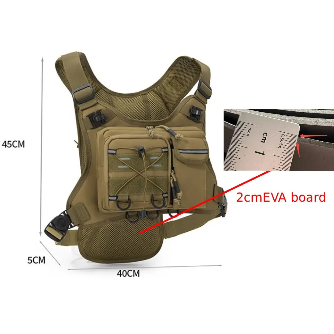 Multi-functional Chest Pack Tactical Vest for Men Hydration Backpack with Gear Holder Running Bag for Marathon Cycling Trekking