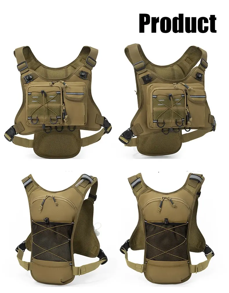 Multi-functional Chest Pack Tactical Vest for Men Hydration Backpack with Gear Holder Running Bag for Marathon Cycling Trekking