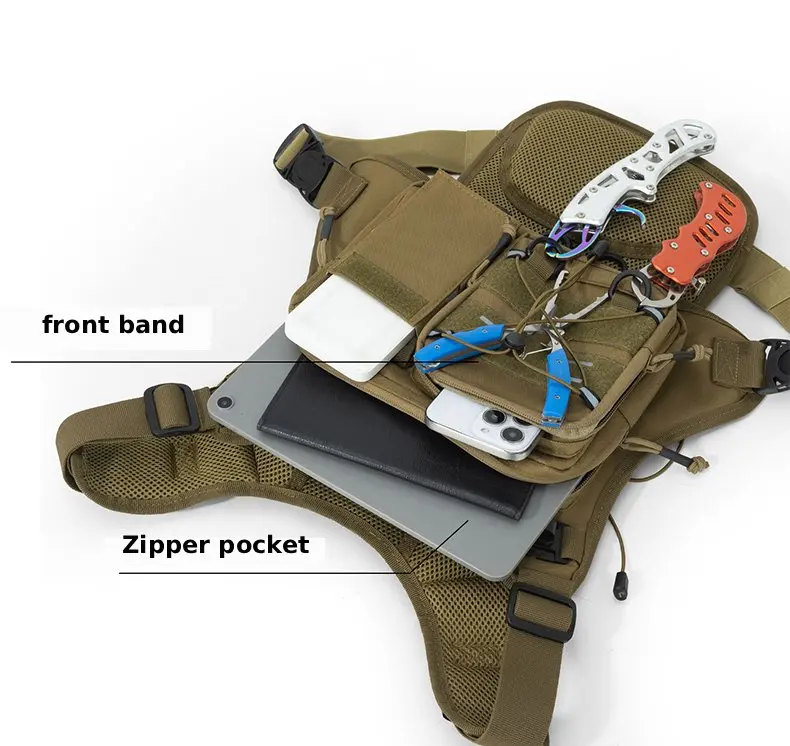 Multi-functional Chest Pack Tactical Vest for Men Hydration Backpack with Gear Holder Running Bag for Marathon Cycling Trekking