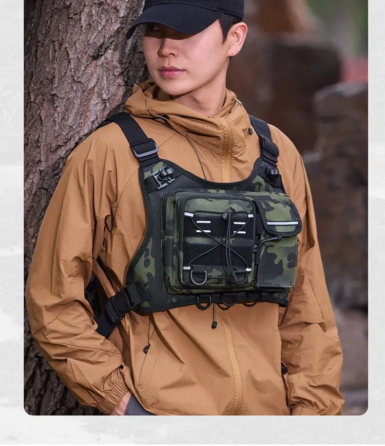 Multi-functional Chest Pack Tactical Vest for Men Hydration Backpack with Gear Holder Running Bag for Marathon Cycling Trekking