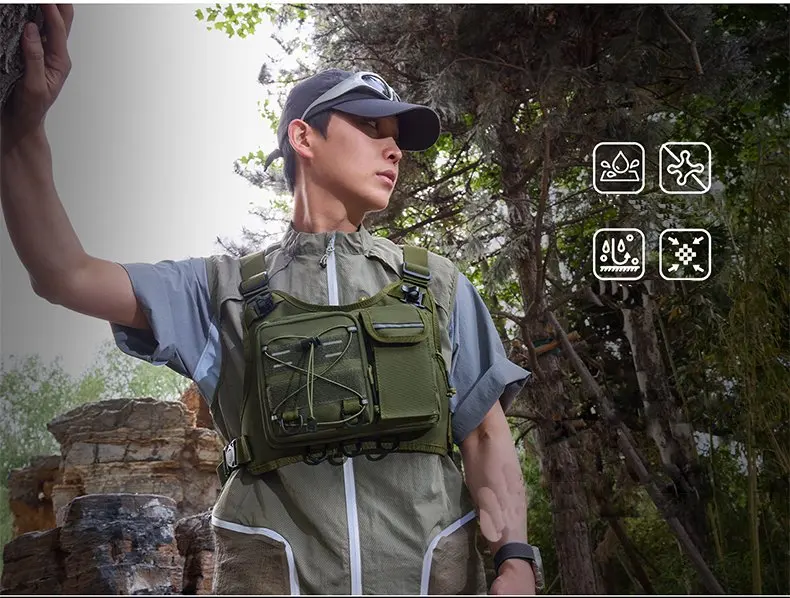 Multi-functional Chest Pack Tactical Vest for Men Hydration Backpack with Gear Holder Running Bag for Marathon Cycling Trekking