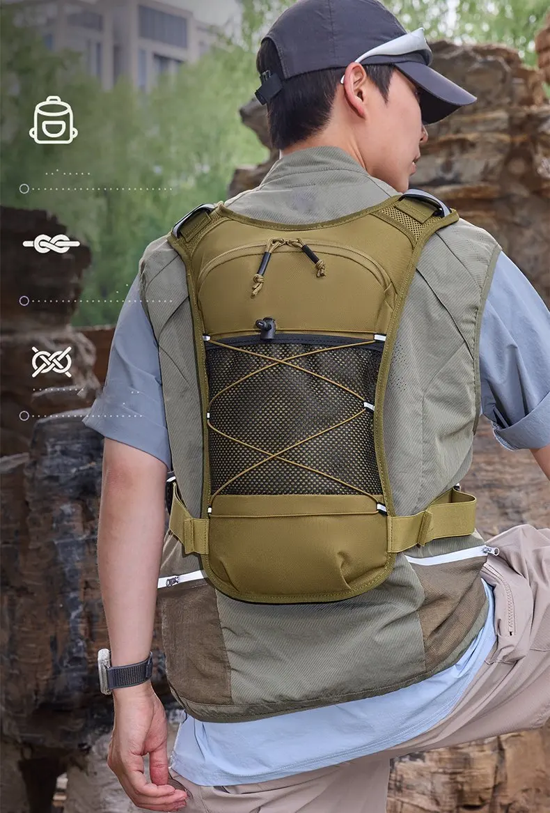 Multi-functional Chest Pack Tactical Vest for Men Hydration Backpack with Gear Holder Running Bag for Marathon Cycling Trekking