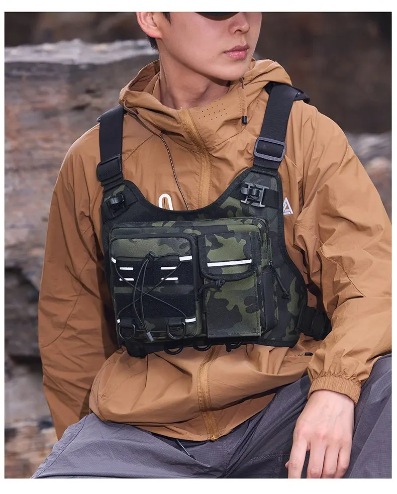 Multi-functional Chest Pack Tactical Vest for Men Hydration Backpack with Gear Holder Running Bag for Marathon Cycling Trekking