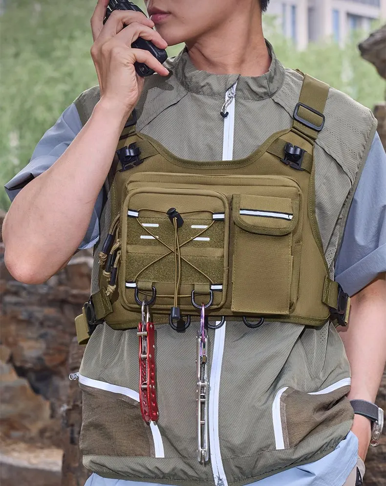 Multi-functional Chest Pack Tactical Vest for Men Hydration Backpack with Gear Holder Running Bag for Marathon Cycling Trekking