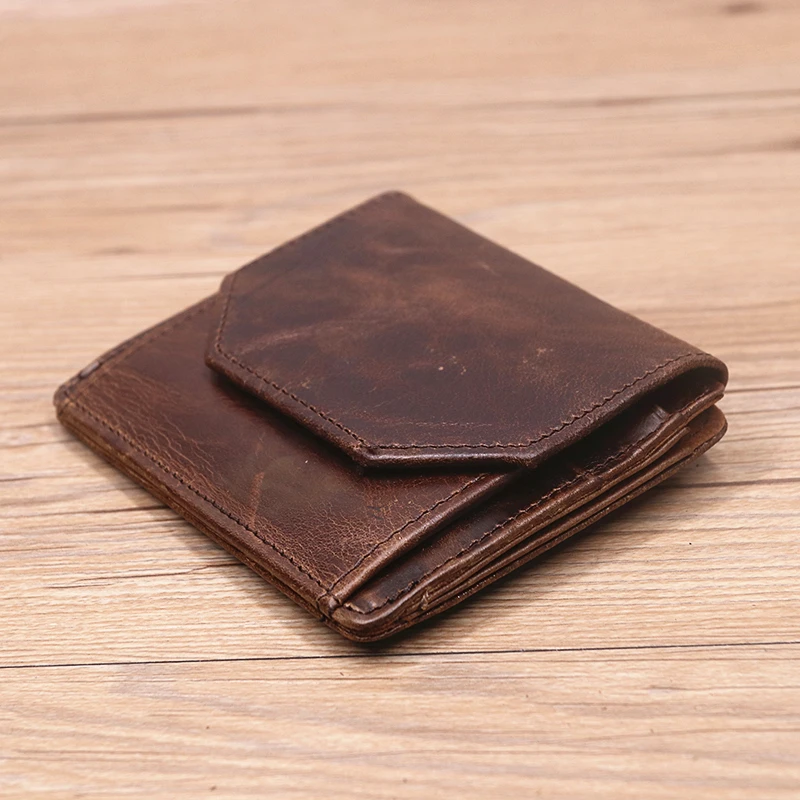 Genuine Leather Wallet For Men Male Rfid Original Cowhide Vintage Short Mens Wallet Purse With Card Holder ID Window Coin Pocket