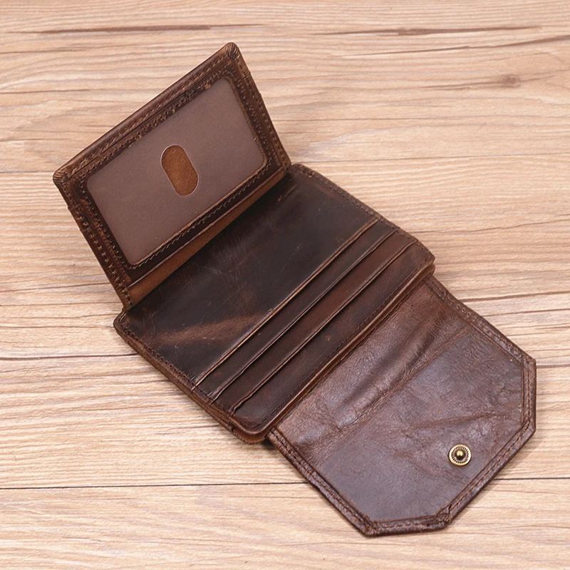 Genuine Leather Wallet For Men Male Rfid Original Cowhide Vintage Short Mens Wallet Purse With Card Holder ID Window Coin Pocket