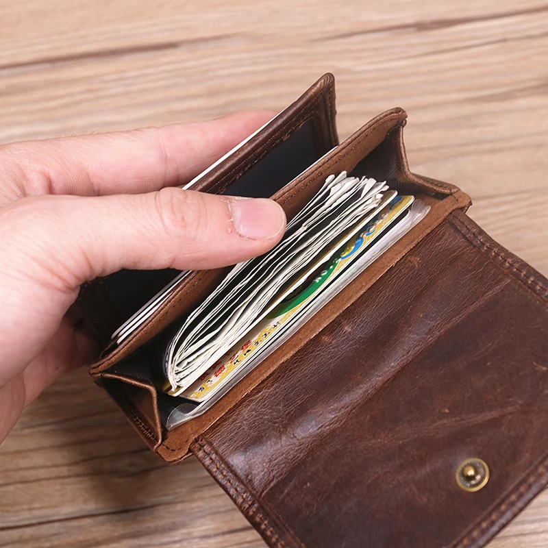 Genuine Leather Wallet For Men Male Rfid Original Cowhide Vintage Short Mens Wallet Purse With Card Holder ID Window Coin Pocket