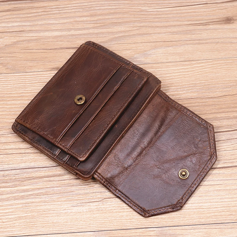 Genuine Leather Wallet For Men Male Rfid Original Cowhide Vintage Short Mens Wallet Purse With Card Holder ID Window Coin Pocket