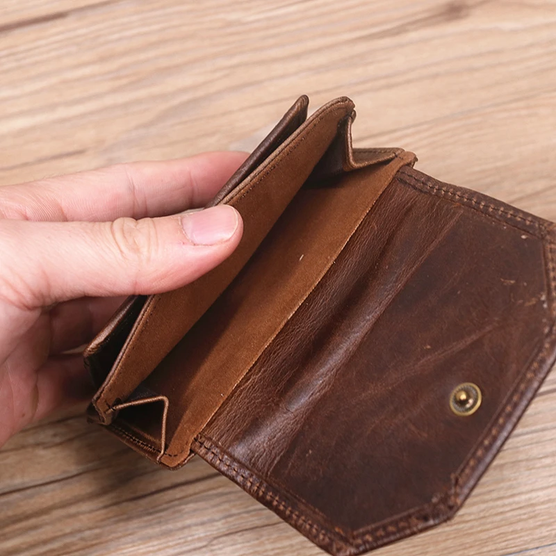 Genuine Leather Wallet For Men Male Rfid Original Cowhide Vintage Short Mens Wallet Purse With Card Holder ID Window Coin Pocket