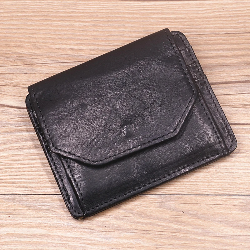 Genuine Leather Wallet For Men Male Rfid Original Cowhide Vintage Short Mens Wallet Purse With Card Holder ID Window Coin Pocket
