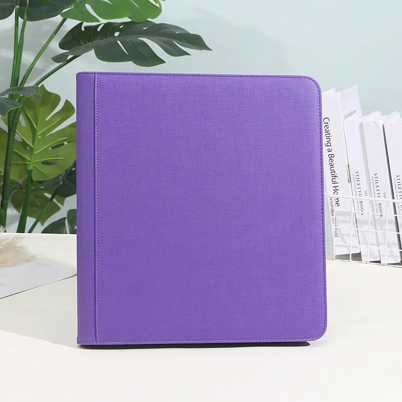 Trading Card Binder PU Leather Cover 9 Pocket Zippered Album For Sports Star Football Basketball Collectible Cards