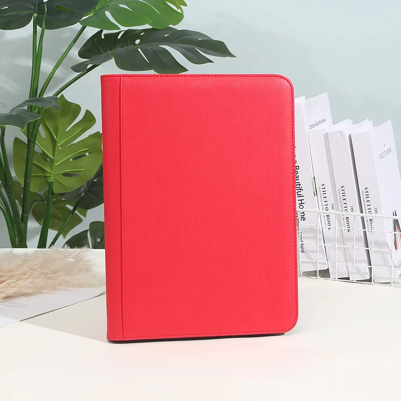 Trading Card Binder PU Leather Cover 9 Pocket Zippered Album For Sports Star Football Basketball Collectible Cards