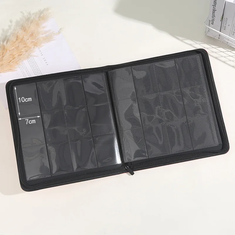 Trading Card Binder PU Leather Cover 9 Pocket Zippered Album For Sports Star Football Basketball Collectible Cards