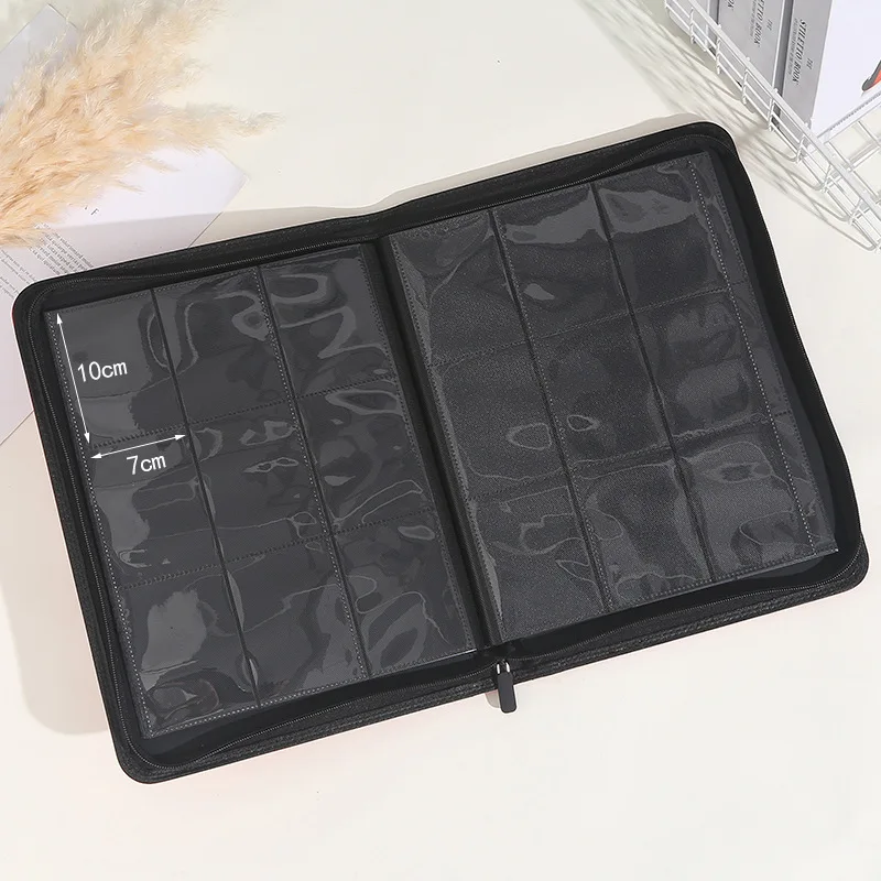 Trading Card Binder PU Leather Cover 9 Pocket Zippered Album For Sports Star Football Basketball Collectible Cards