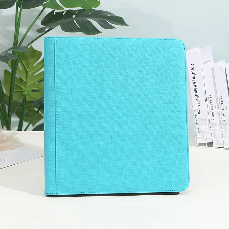 Trading Card Binder PU Leather Cover 9 Pocket Zippered Album For Sports Star Football Basketball Collectible Cards