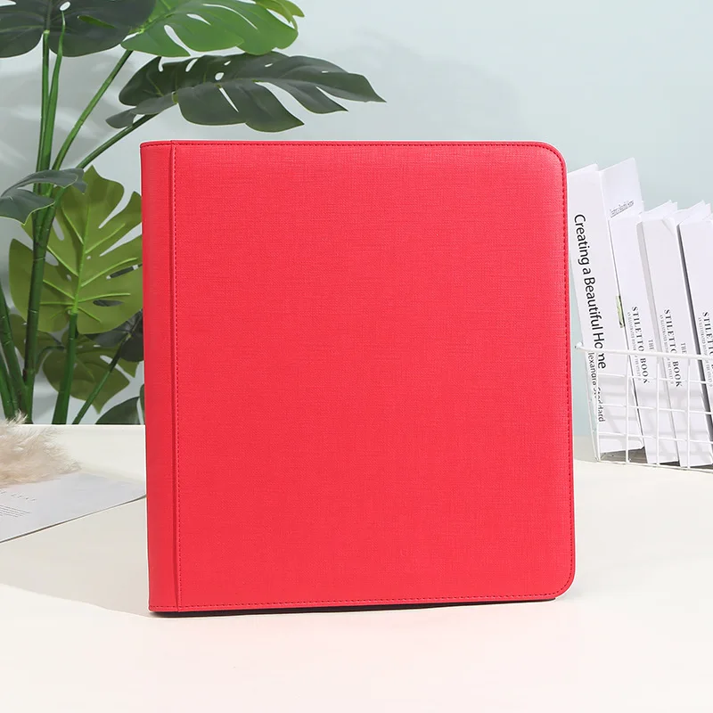 Trading Card Binder PU Leather Cover 9 Pocket Zippered Album For Sports Star Football Basketball Collectible Cards