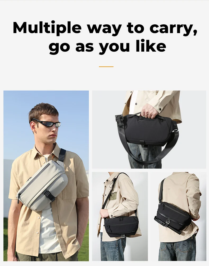 BANGE Waterproof Chest Bag Multi-Carry Modes Sling Crossbody Travel Shoulder Messenger Bag