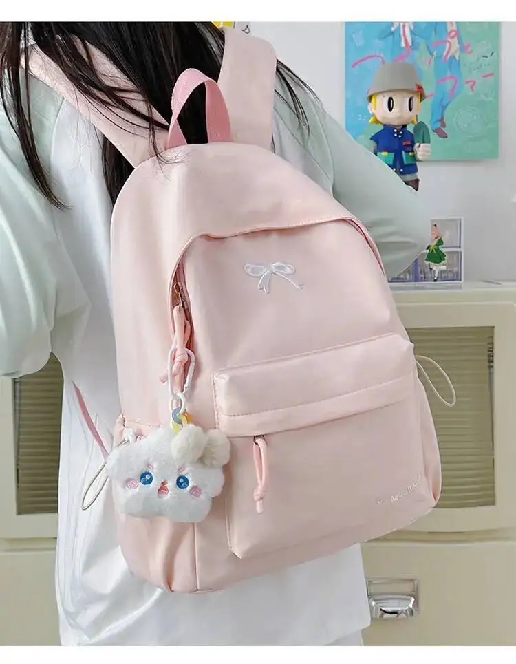 New Stylish Embroidered Backpack Korean Japanese Style Cute Casual School Bag for Girls Students Daily Commute Travel Bag
