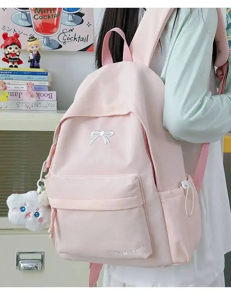 New Stylish Embroidered Backpack Korean Japanese Style Cute Casual School Bag for Girls Students Daily Commute Travel Bag