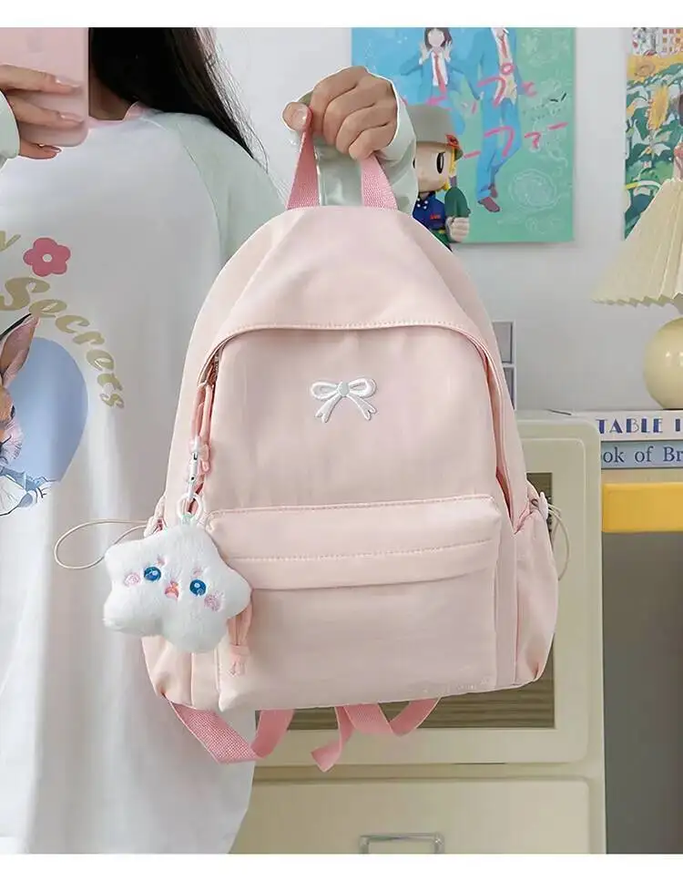 New Stylish Embroidered Backpack Korean Japanese Style Cute Casual School Bag for Girls Students Daily Commute Travel Bag