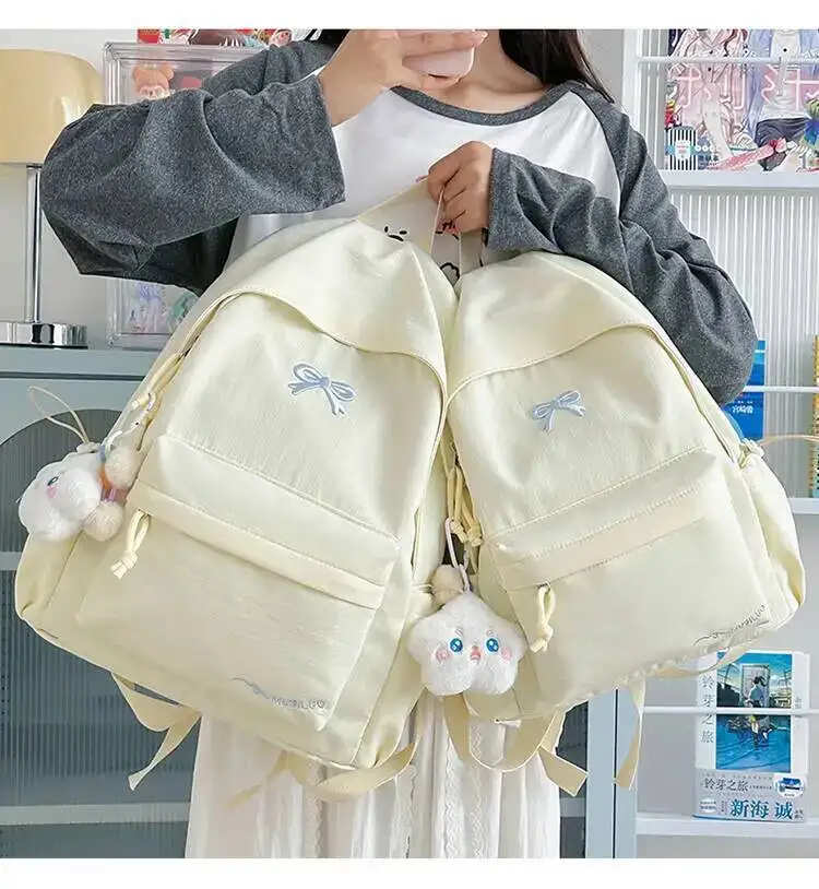 New Stylish Embroidered Backpack Korean Japanese Style Cute Casual School Bag for Girls Students Daily Commute Travel Bag