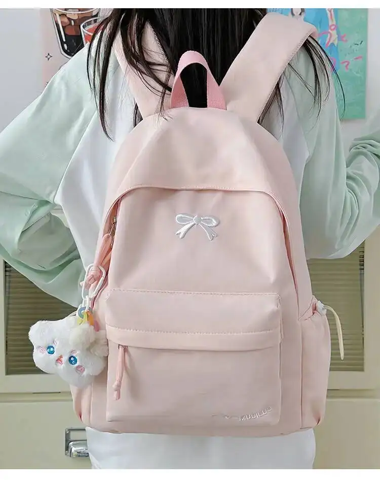 New Stylish Embroidered Backpack Korean Japanese Style Cute Casual School Bag for Girls Students Daily Commute Travel Bag