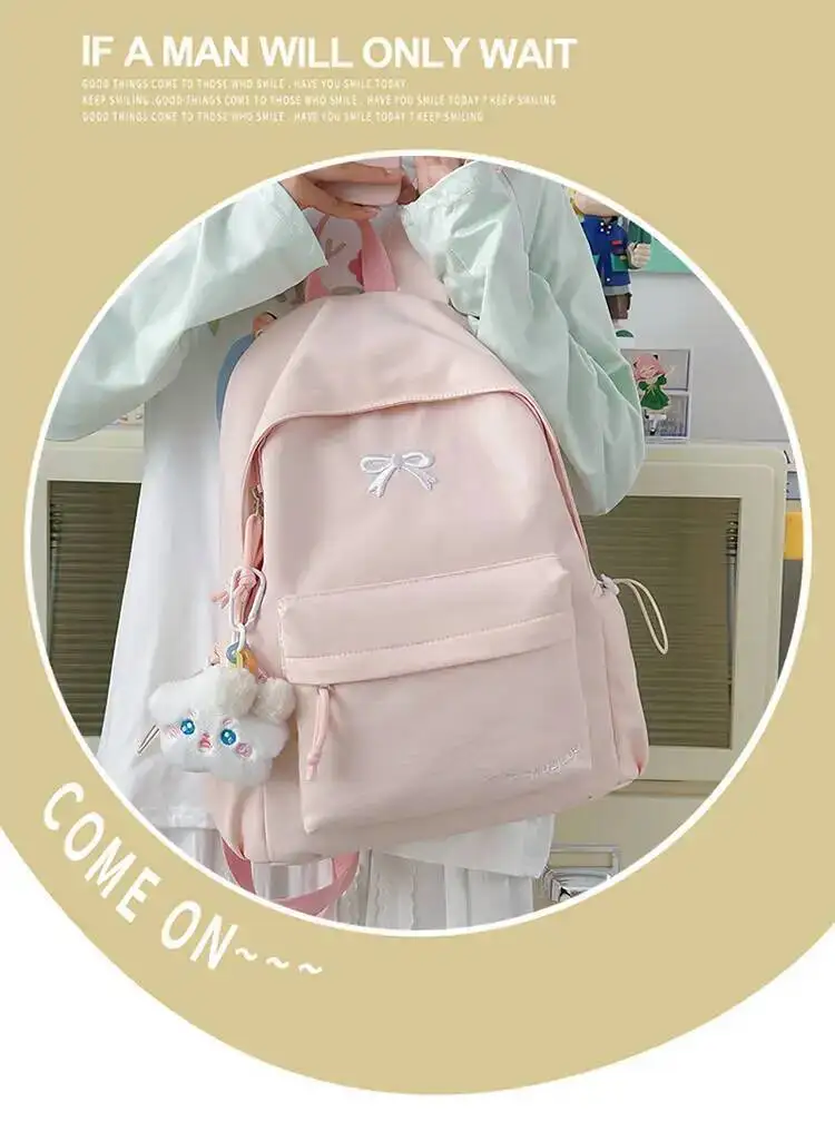 New Stylish Embroidered Backpack Korean Japanese Style Cute Casual School Bag for Girls Students Daily Commute Travel Bag