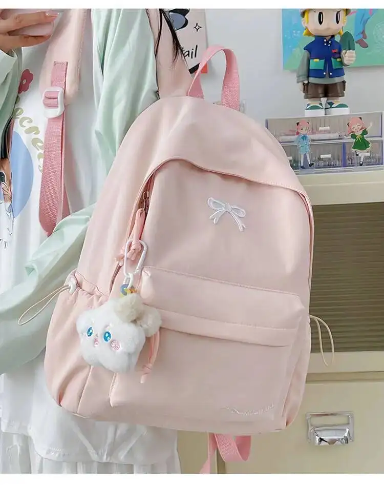 New Stylish Embroidered Backpack Korean Japanese Style Cute Casual School Bag for Girls Students Daily Commute Travel Bag
