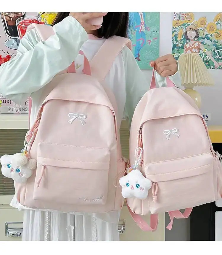 New Stylish Embroidered Backpack Korean Japanese Style Cute Casual School Bag for Girls Students Daily Commute Travel Bag