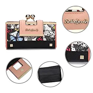 AFKOMST Women Floral Print Wallet: 9 Card Slots, Bifold Design, Coin Purse & Card Holder