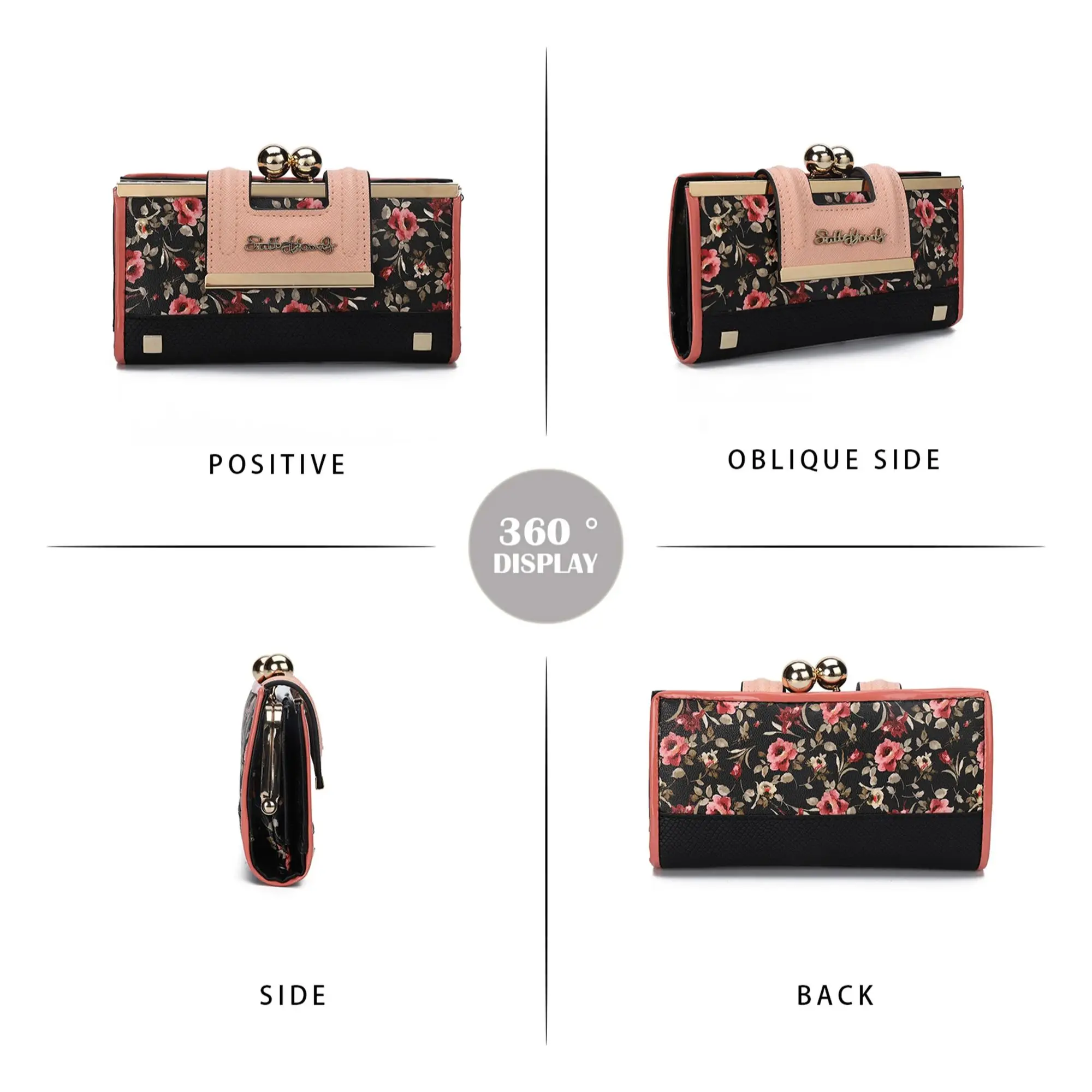 AFKOMST Women Floral Print Wallet: 9 Card Slots, Bifold Design, Coin Purse & Card Holder