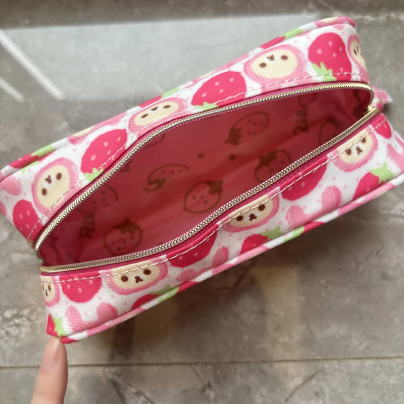 Rilakkuma Korilakkuma Pencil Case Pouch Strawberry Bear Kawaii Cute School Pencil Cases for Girls Stationery Supplies
