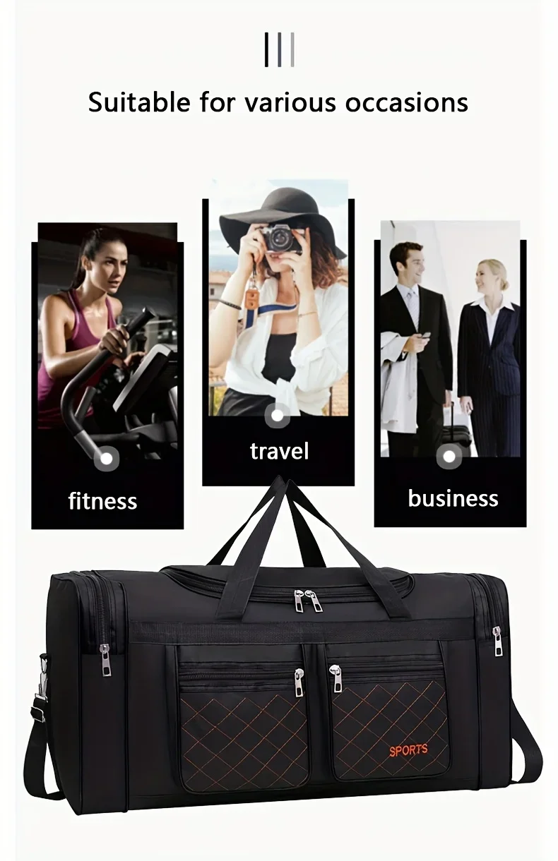 Large Capacity Travel Duffel Bag, Casual Style, Multiple Compartments & Pockets, Perfect for Short Trips, Sports Travel Bag
