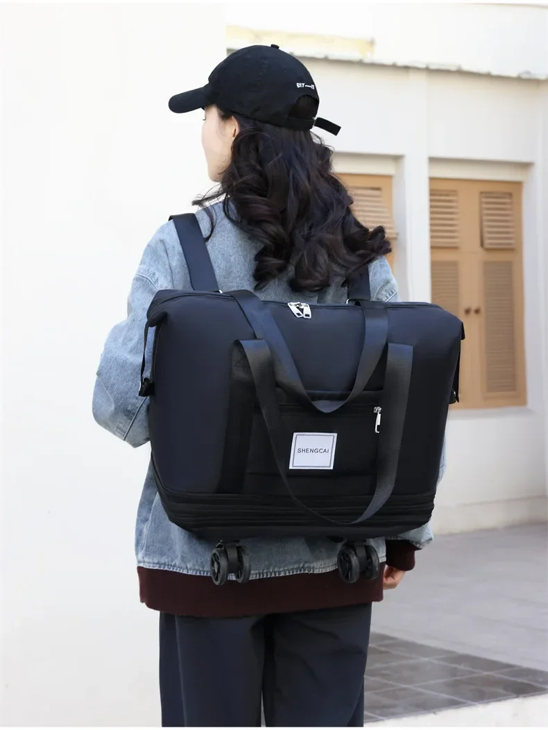Travel Bag, Backpack Large-Capacity Disassembly Universal Wheel Storage Bag, Duffel Bag Portable Multi-Layer Checked With Wheel
