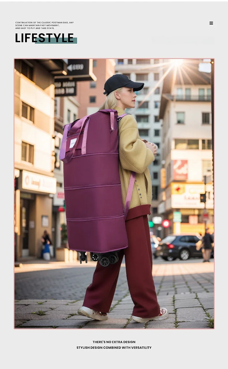 Travel Bag, Backpack Large-Capacity Disassembly Universal Wheel Storage Bag, Duffel Bag Portable Multi-Layer Checked With Wheel